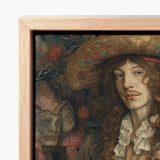 Framed Canvas Print Classical Portrait Man Long Curly Gay Renaissance Cowboy, Art