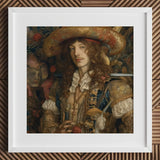 Botticelli’s Outlaw - Gay Renaissance Cowboy Art Print / Canvas Framed Portrait Man Ornate Historical Attire Intricate Gold, Prints