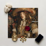 Botticelli’s Outlaw - Gay Renaissance Cowboy Art Print / Canvas Square Print Baroque-style Portrait Ornate Gold-trimmed Hat Richly Gay