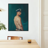 Bottoms Up - Gay Mexican Sailor Art Print / Canvas Framed Portrait Man Profile Navy Blue Captain’s Hat Gay Mexican Sailor, Sailor’s