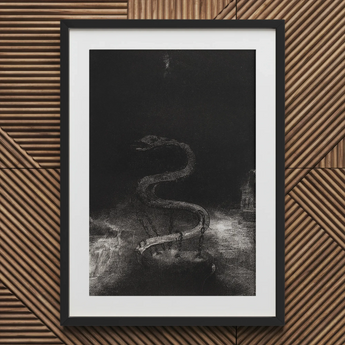 And Bound Him a Thousand Years - Stampa d'arte di Odilon Redon / Tela, 20x30’’ / 51x76cm / Cornice nera / Passe-partout, Poster Stampe & Visual
