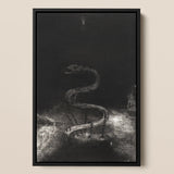 And Bound Him a Thousand Years - Odilon Redon Art Print / Canvas Black-framed Artwork Detailed Monochromatic Illustration Serpentine Figure