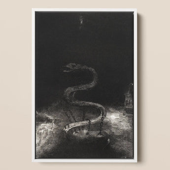 And Bound Him a Thousand Years - Odilon Redon Art Print / Canvas Framed Black-and-white Artwork Serpentine Figure Intricate Linework