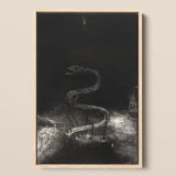 And Bound Him a Thousand Years - Odilon Redon Art Print / Canvas Framed Black-and-white Charcoal Serpentine Figure Intricate Textured Lines