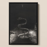 And Bound Him a Thousand Years - Odilon Redon Framed Canvas, 12x18’’ / 31x46cm / Black Floating Frame, Framed Dark Monochromatic Painting