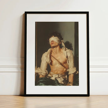 Boundless - Neoclassical Bondage Homoerotica Art Print / Canvas Black-framed Classical Painting Blindfolded Man Period Homoeroticism Meets