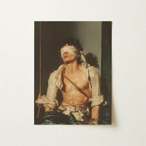 Boundless - Neoclassical Bondage Homoerotica Art Print / Canvas Framed Reproduction Classical Painting Shirtless Man Dark Curly