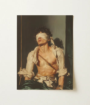 Framed Reproduction Classical Painting Shirtless Man Dark Curly Neoclassical Homoeroticism Meets Quiet Defiance, Bondage Homoerotica, Art