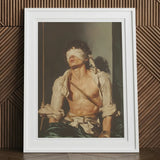 Boundless - Neoclassical Bondage Homoerotica Art Print / Canvas White Framed Poster Blindfolded Man Distressed Clothing Homoeroticism Meets