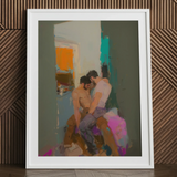 Bounty - Stampa artistica gay romance grunge / Tela, 24x32’’ / 61x81cm / Cornice bianca / Passe-partout, Poster, Stampe e Opere d’arte visiva, Toby Leon