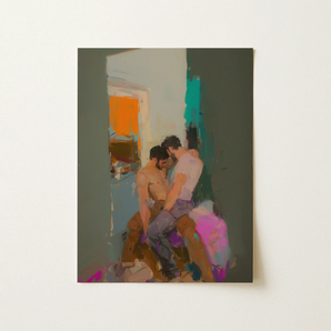 Bounty - Grungy Gay Romance Art Print / Canvas, 12x16’’ / 31x41cm / Unframed / no Border, Posters Prints & Visual Artwork, Toby Leon