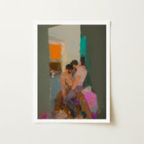 Bounty - Grungy Gay Romance Art Print / Canvas Framed Abstract Painting Two Figures Intimate Pose Rendered, Prints