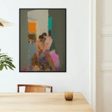 Bounty - Grungy Gay Romance Art Print / Canvas Black-framed Abstract Painting Two Figures Intimate Embrace Rendered, Prints