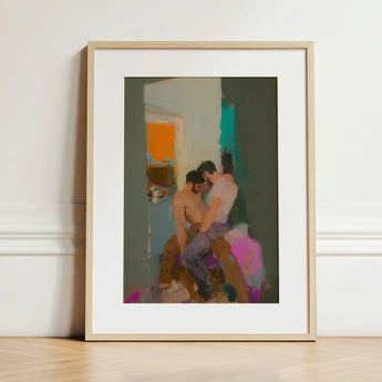 Bounty - Grungy Gay Romance Art Print / Canvas Framed Abstract Painting Bold Expressive Brushstrokes Muted Tones, Prints