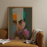 Bounty - Grungy Gay Romance Art Print / Canvas Framed Abstract Painting Two Figures Warm Expressive Style, Prints