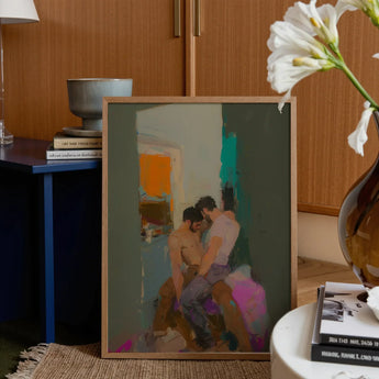 Bounty - Grungy Gay Romance Art Print / Canvas Framed Abstract Painting Two Figures Warm Vibrant Hues Grungy Gay Romance, Romance Art, Art
