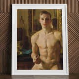 The Boxer - Konstantin Andreevic Somov Art Print / Canvas Framed Classical Oil Painting Nude Young Man Defined Konstantin Somov’s ?The B