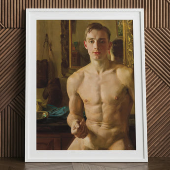 The Boxer - Konstantin Andreevic Somov Art Print / Canvas Framed Classical Oil Painting Nude Young Man Defined Somov’s ?The Boxer’, M