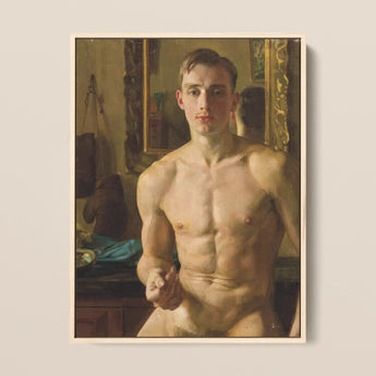 The Boxer - Konstantin Andreevic Somov Art Print / Canvas Framed Classical Oil Painting Nude Young Man Defined Konstantin Somov’s ?The B