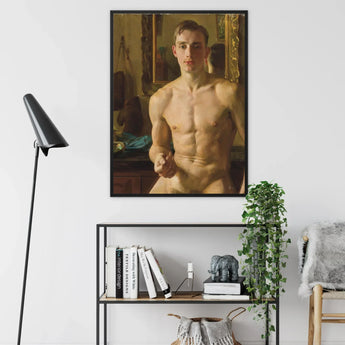 The Boxer - Konstantin Andreevic Somov Art Print / Canvas Framed Classical Portrait Painting Muscular Nude Male Figure Konstantin Somov’s