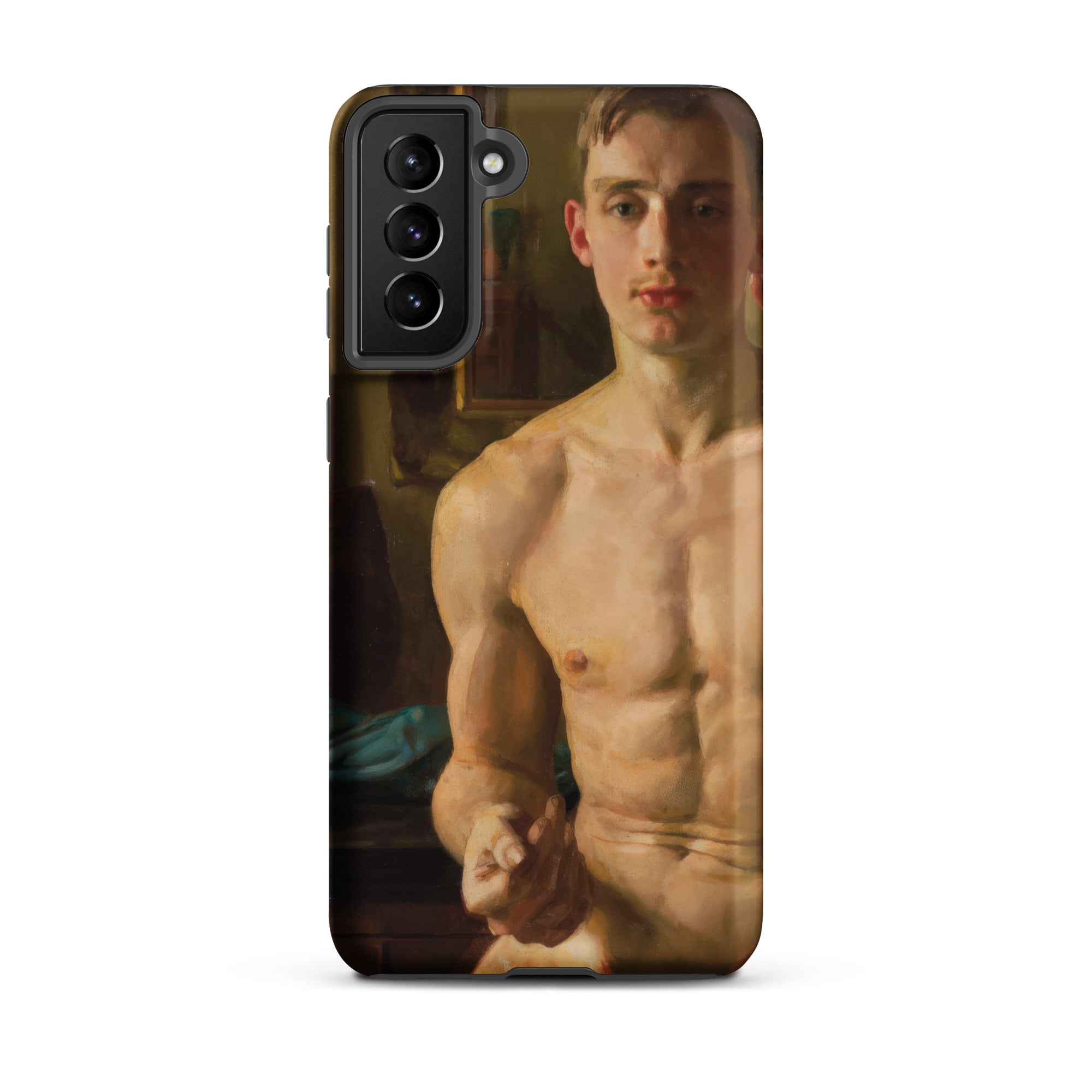 The Boxer Konstantin Andreevic Somov Samsung Case, Galaxy S21 Plus / Matte, Smartphone Case Painted Portrait Shirtless Man