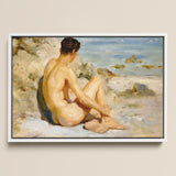 Boy on a Beach - Henry Scott Tuke Art Print / Canvas, 18x12’’ / 46x31cm / White Frame, Posters Prints & Visual Artwork, Toby Leon