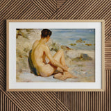 Boy on a Beach - Henry Scott Tuke Art Print / Canvas Wooden Framed Scene Painting Nude Male Figure Cornish, Body’s Mute Architecture, Soft