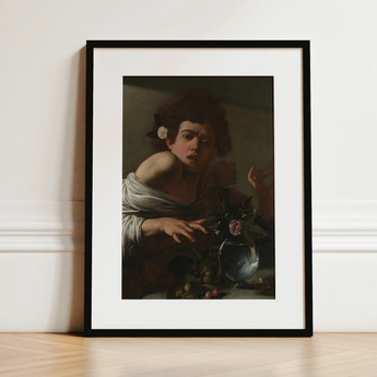 Boy Bitten by a Lizard - Caravaggio Art Print / Canvas, 12x16’’ / 31x41cm / Black Frame / Matboard, Posters Prints & Visual Artwork, Toby