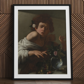 Boy Bitten by a Lizard - Caravaggio Art Print / Canvas, 24x32’’ / 61x81cm / Black Frame / Matboard, Posters Prints & Visual Artwork, Toby