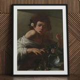 Boy Bitten by a Lizard - Caravaggio Art Print / Canvas Black-framed Caravaggio’s ?The Girl Rose” Classical, Italian Baroque Shock, Stone L