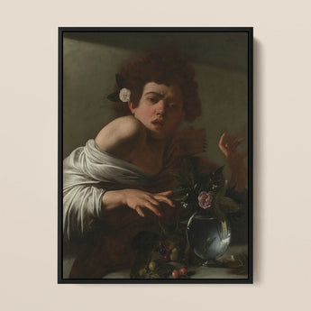 Boy Bitten by a Lizard - Caravaggio Art Print / Canvas Black-framed Reproduction Caravaggio’s ?The Girl Rose” Classical Painting, Italian B