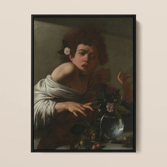Boy Bitten by a Lizard - Caravaggio Art Print / Canvas Black-framed Reproduction Caravaggio’s ?The Girl Rose” Classical Painting, Italian B