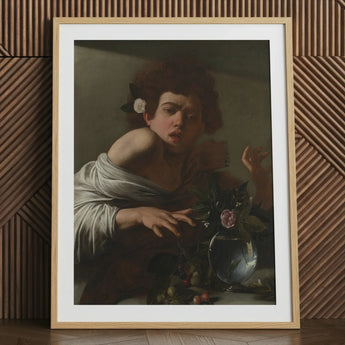 Boy Bitten by a Lizard - Caravaggio Art Print / Canvas Framed Reproduction Caravaggio’s ?The Girl Rose” Light Wood, Italian Baroque Shock, S