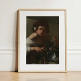 Boy Bitten by a Lizard - Caravaggio Art Print / Canvas Framed Reproduction Caravaggio’s ?The Girl Rose” Light Wood, Italian Baroque Shock, S