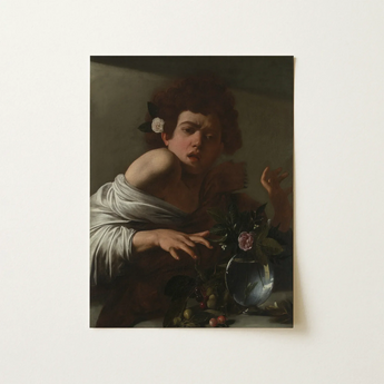 Boy Bitten by a Lizard - Caravaggio Art Print / Canvas Reproduction Caravaggio’s ?The Saint Matthew” Young Man Dark, Italian Baroque Shock, S