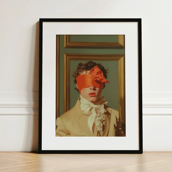 Boy Next Door - 18th Century Gay Erotica Art Print / Canvas Black-framed Portrait Person Beige Suit Orange, Silence, a Figure Poised, Prints