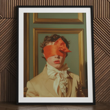 Boy Next Door - 18th Century Gay Erotica Art Print / Canvas Framed Portrait Person Curly Hair Orange Blindfold Cream-colored Gay Erotica