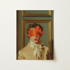Boy Next Door - 18th Century Gay Erotica Art Print / Canvas Framed Portrait Young Man Period Attire Orange Satin, Silence, a Figure Poised,