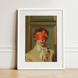 Boy Next Door - 18th Century Gay Erotica Art Print / Canvas White-framed Portrait Young Man Beige Suit, Silence, a Figure Poised, Prints