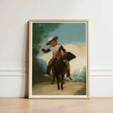 Boy on a Ram - Francisco De Goya Romanticism Art Print / Canvas Framed Painting Young Traditional Attire Dark Brown, Goya’s Prints