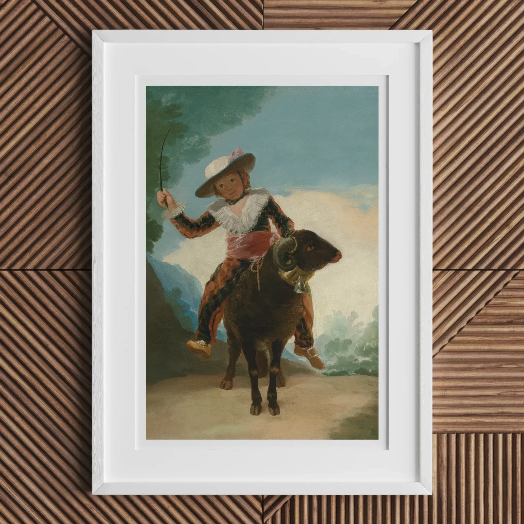 Boy on a Ram - Francisco De Goya Romanticism Art Print, 24x32’’ / 61x81cm / Unframed, Framed Painting Young Rider Dark Horse Crop
