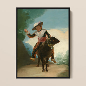 Boy on a Ram - Francisco De Goya Romanticism Art Print / Canvas, 12x16’’ / 31x41cm / Black Frame, Posters Prints & Visual Artwork, Toby Leon