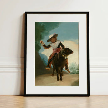Boy on a Ram - Francisco De Goya Romanticism Art Print / Canvas Black-framed Classical Painting Child Traditional Attire, Goya’s Prints