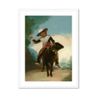 Boy on a Ram - Francisco De Goya Romanticism Art Print, Figure Hat Traditional Clothing Rides Black Donkey Stick