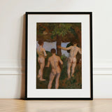 Boys on the Beach - Károly Ferenczy Fine Art Print / Canvas Black-framed Classical Oil Painting Three Nude, Mythic Punctuation, Silent,