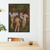 Boys on the Beach - Károly Ferenczy Fine Art Print / Canvas Framed Painting Three Nude Figures Outdoor Rendered Impressionistic, Mythic