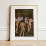 Boys on the Beach - Károly Ferenczy Fine Art Print / Canvas Framed Three Nude Figures Outdoor Enclosed, Mythic Punctuation, Silent,