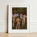 Boys on the Beach - Károly Ferenczy Fine Art Print / Canvas White-framed Art Print Classical Painting Three Nude Figures Ferenczy Fine Art,