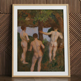 Boys on the Beach - Károly Ferenczy Fine Art Print / Canvas Wooden Framed Artwork Three Nude Figures Ferenczy Fine Art, Mythic Punctuation,