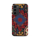 Braided - Uzbekistan Textile Art Phone Case Samsung Galaxy S23 Plus / Matte Vibrant Intricately Embroidered Bold Reds Blues Iphone Mobile